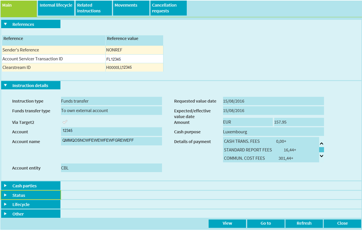 Cash Instruction Detail picture