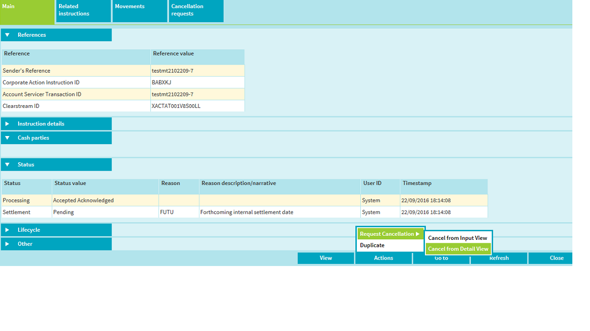 Cash Instruction Cancel from Detail picture