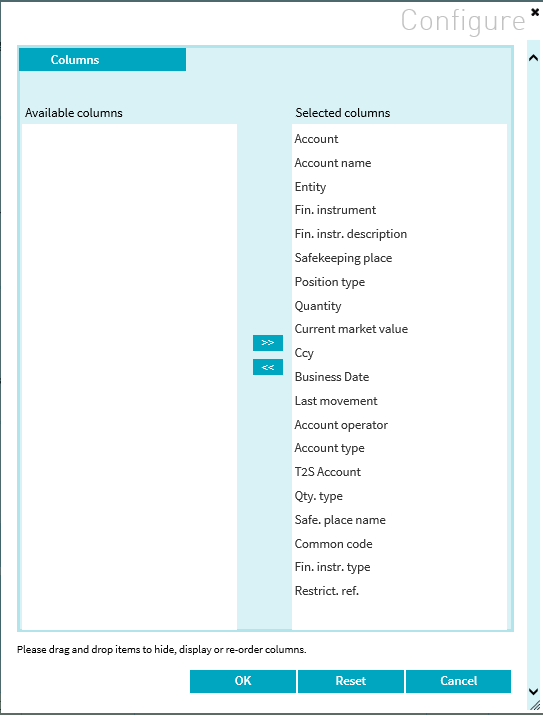 Security Position List View Configure picture